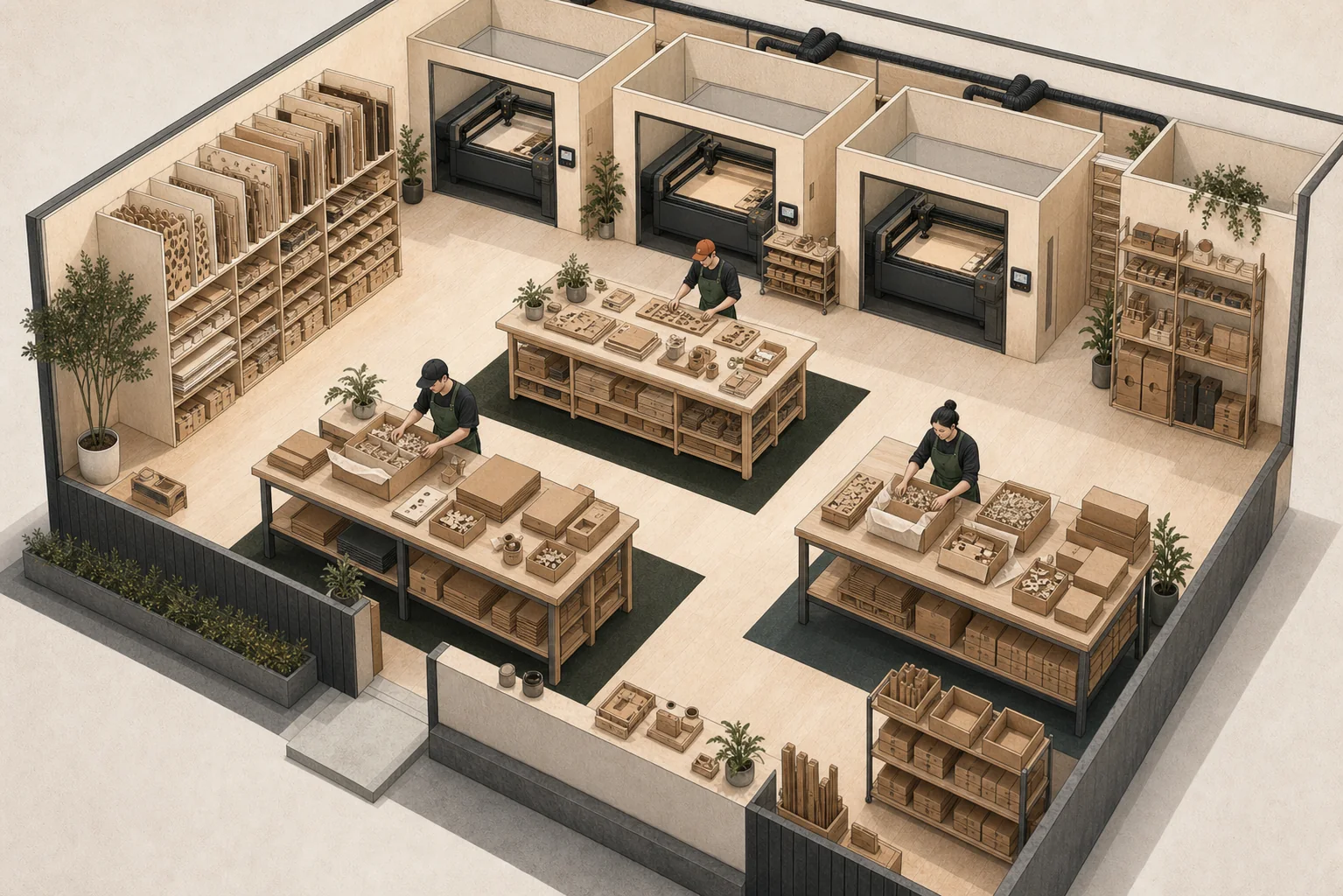 Illustrative packing workflow for repeat and larger orders