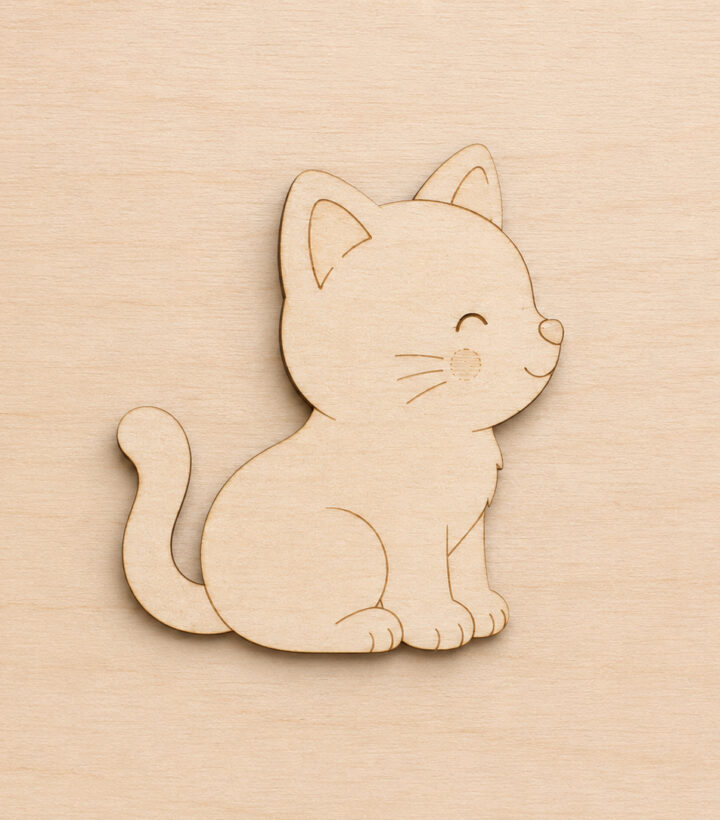 Cute Wooden Cat Cutout