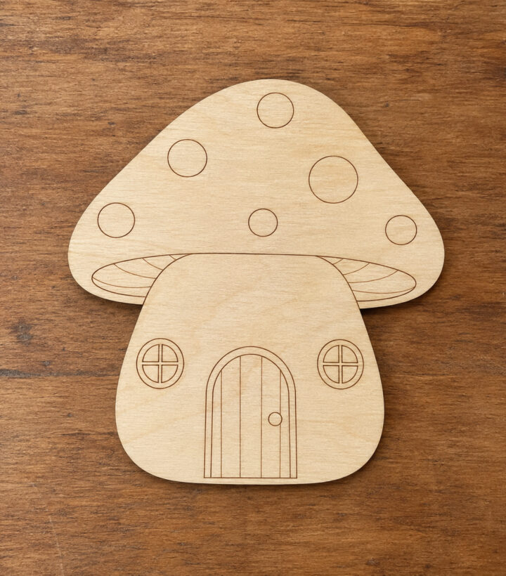 Wooden Mushroom House Cutout