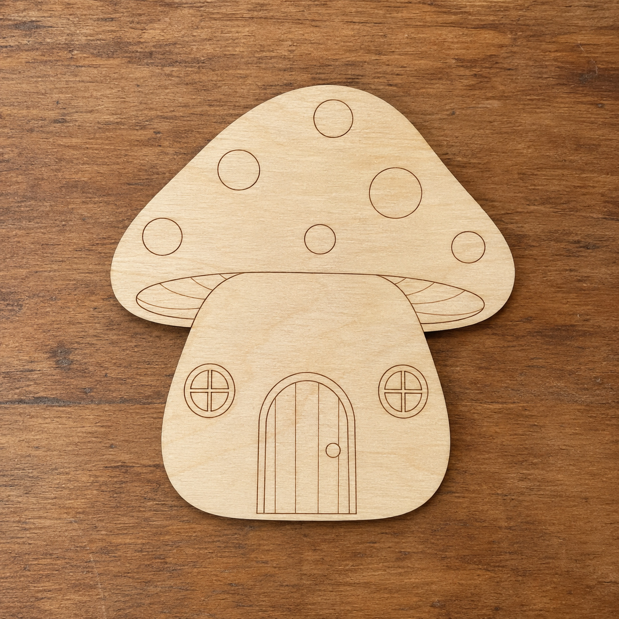 Wooden Mushroom House Cutout