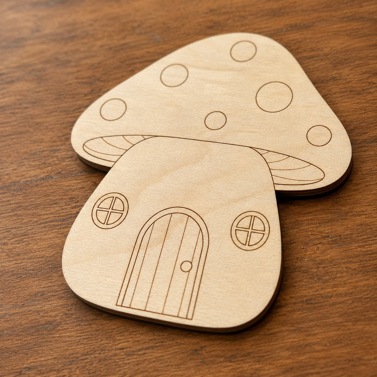 Wooden Mushroom House Cutout - Image 4
