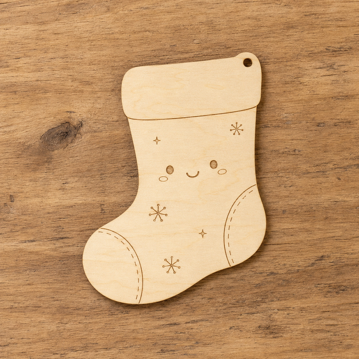 Cute Wooden Christmas Stocking Cutout