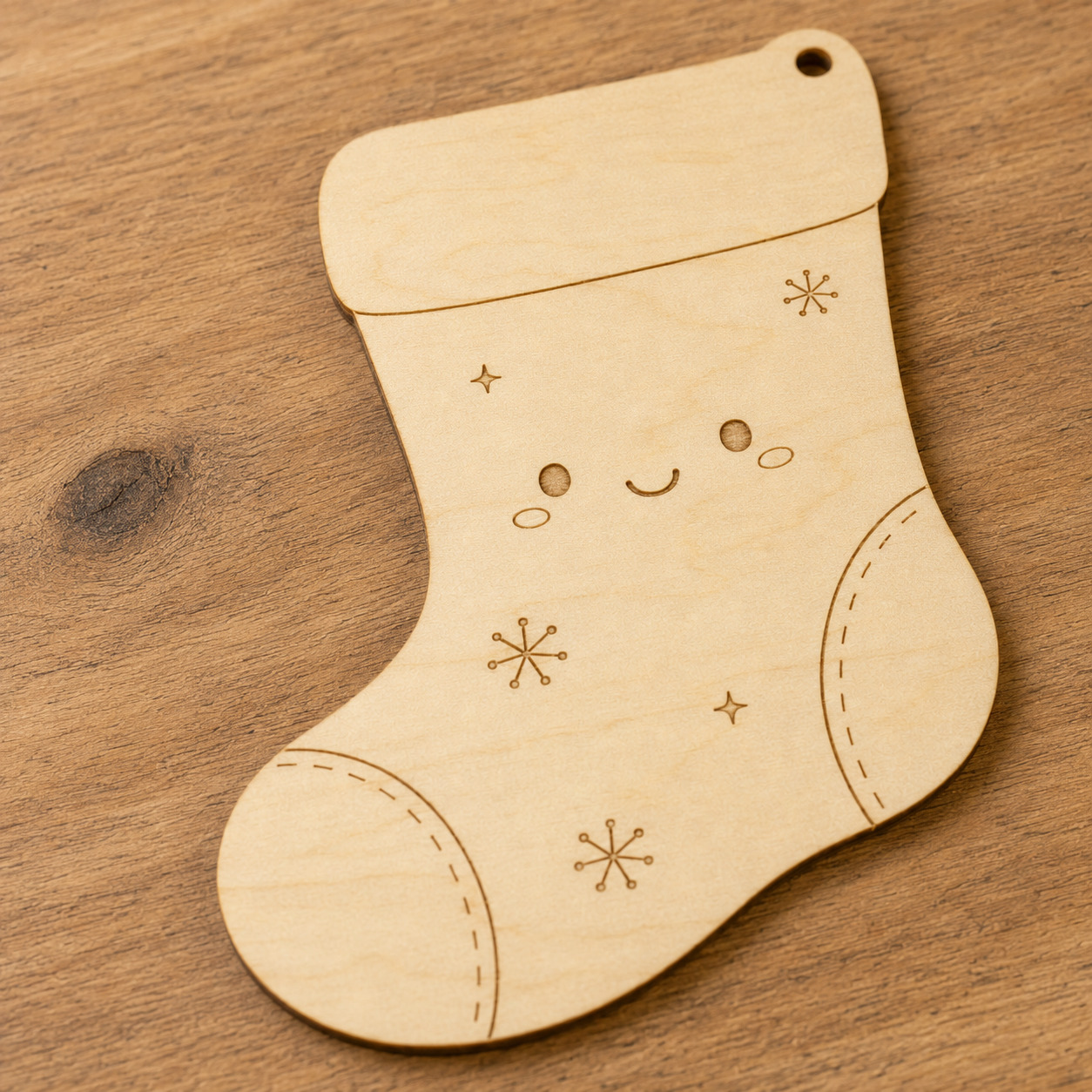 Cute Wooden Christmas Stocking Cutout - Image 2