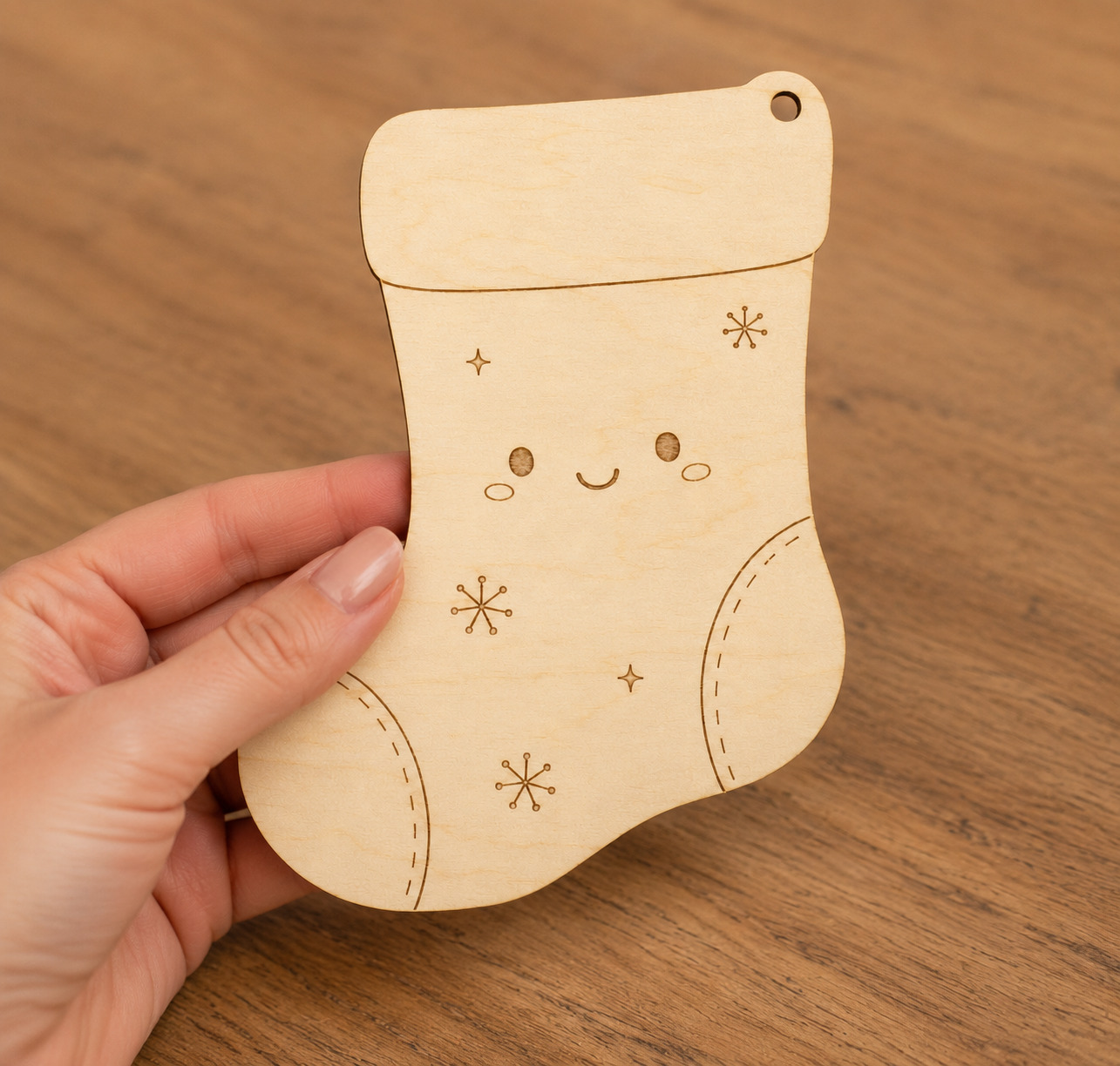 Cute Wooden Christmas Stocking Cutout - Image 3