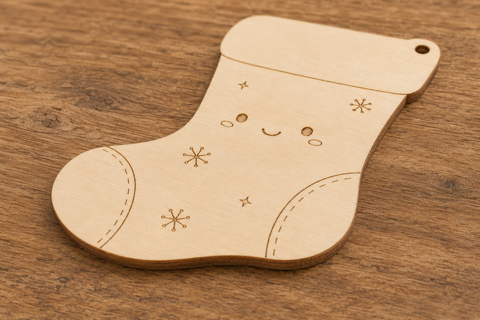 Cute Wooden Christmas Stocking Cutout - Image 4