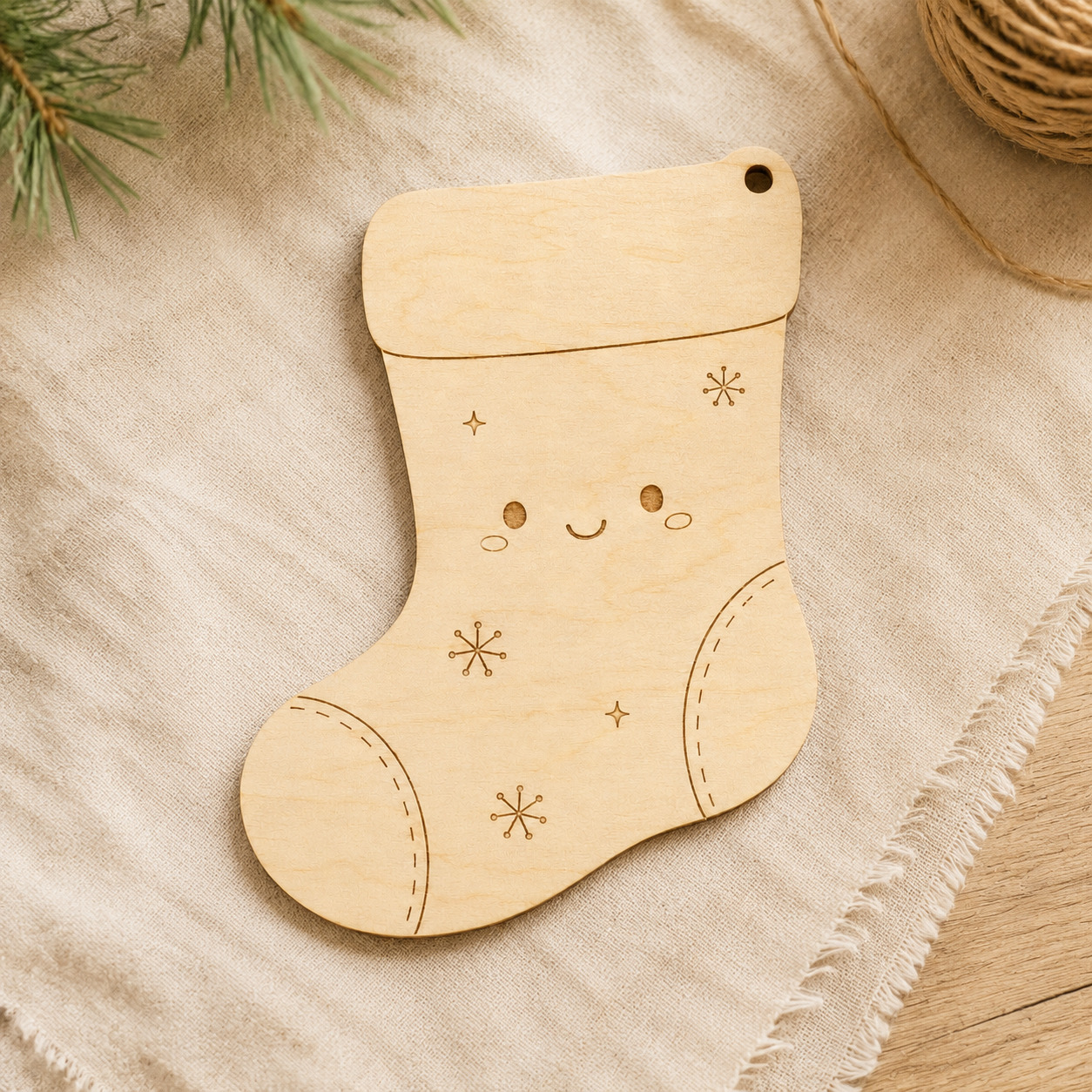 Cute Wooden Christmas Stocking Cutout - Image 6
