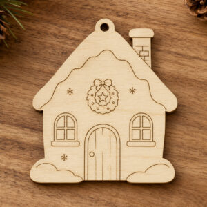 Wooden Christmas House Cutout
