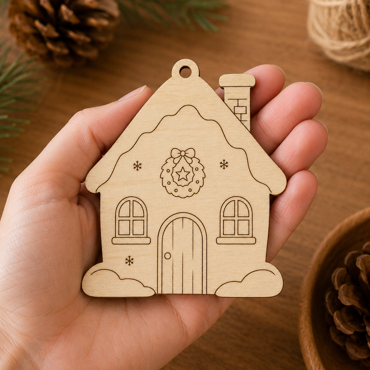 Wooden Christmas House Cutout - Image 3