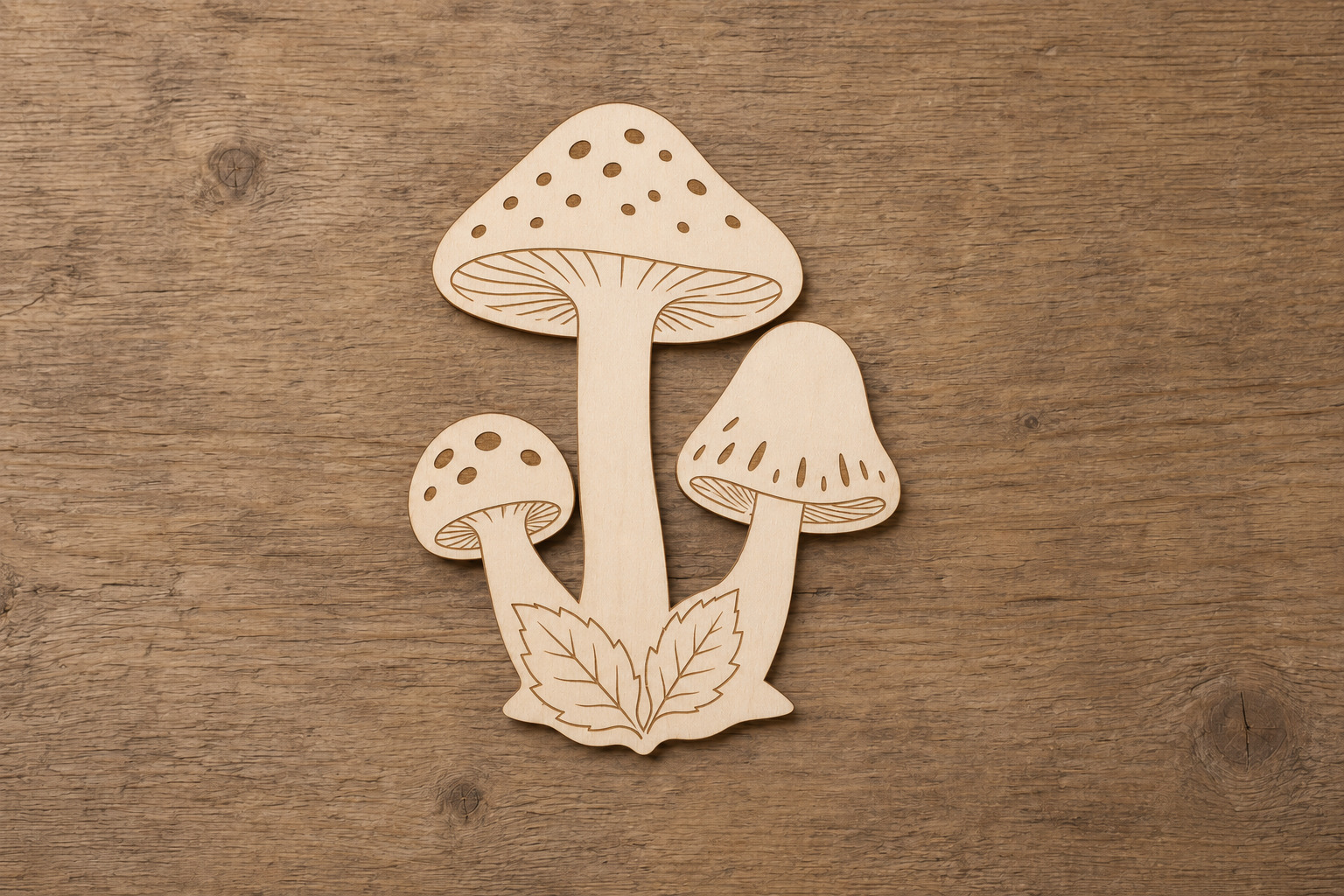 Wooden Mushroom Cluster Cutout