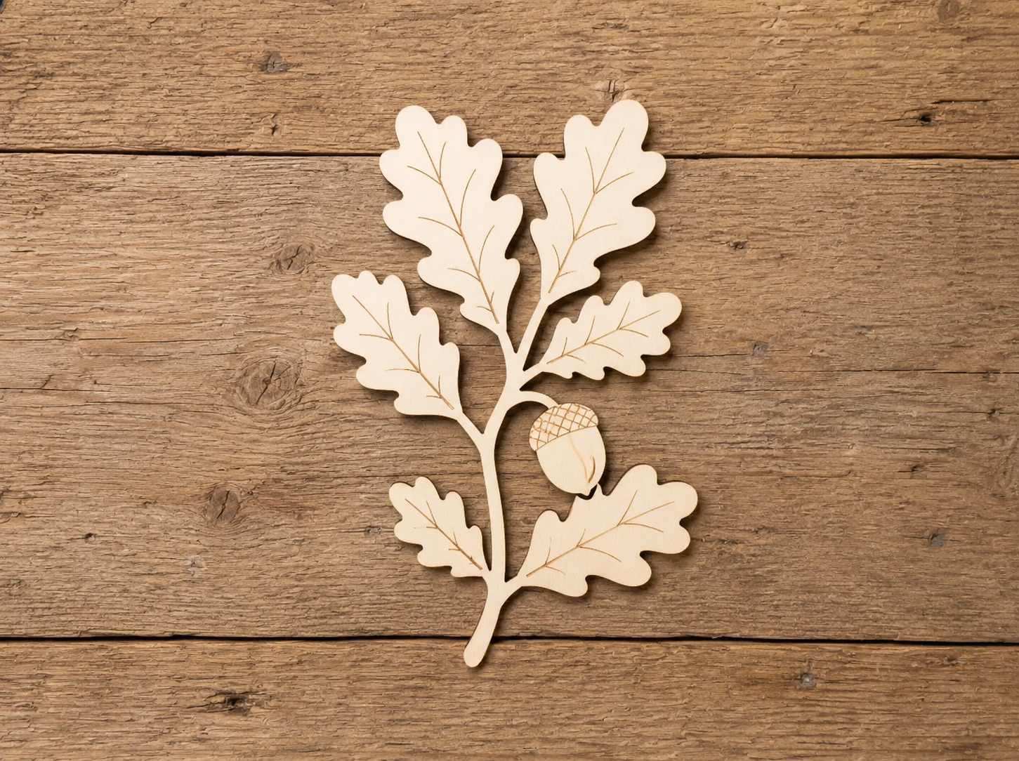 Wooden Oak Leaf Branch Cutout