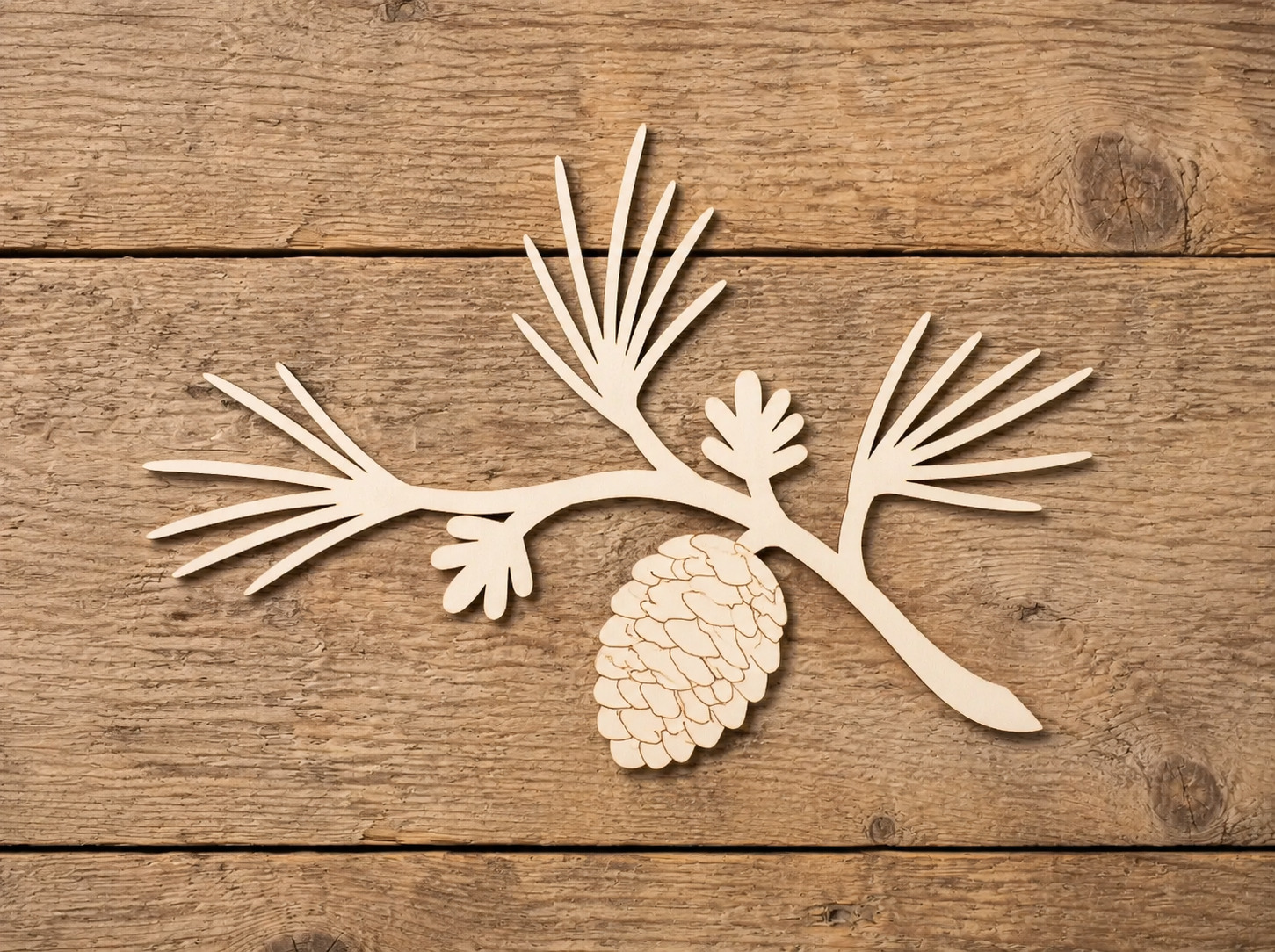 Wooden Pinecone Branch Cutout