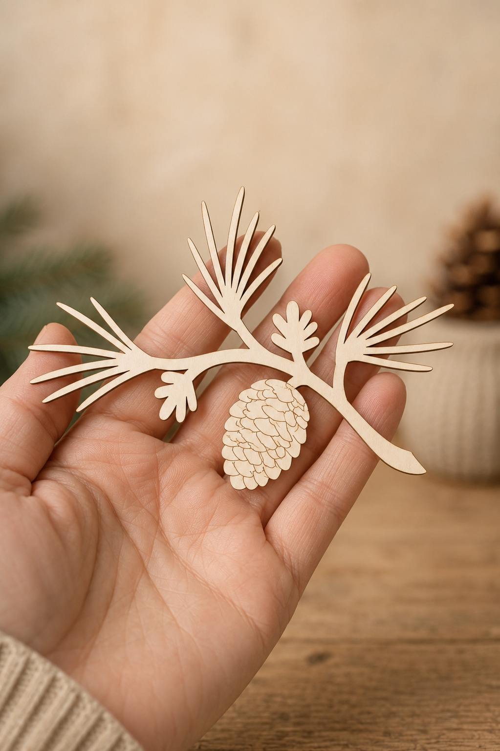 Wooden Pinecone Branch Cutout - Image 3
