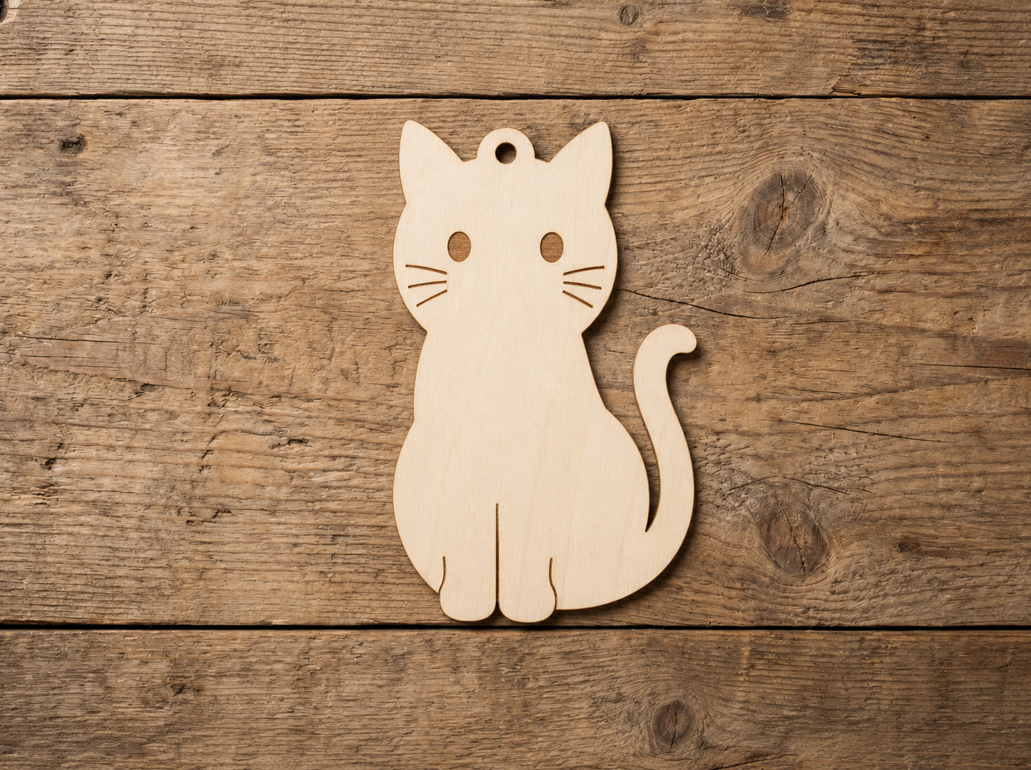 Wooden Black Cat Ornament Blank