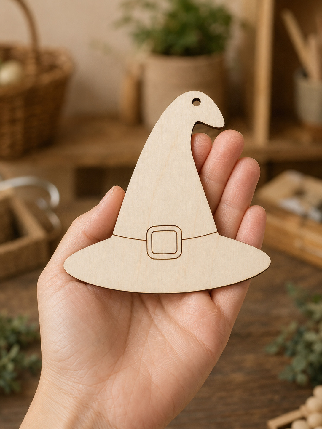 Wooden Witch Hat Ornament Blank - Image 3