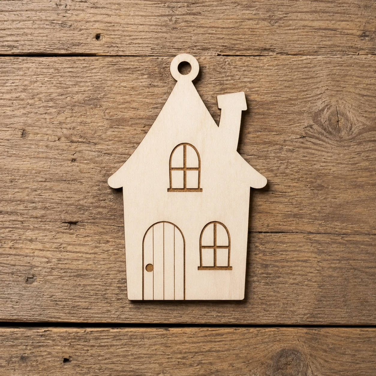 Wooden Haunted House Ornament Blank