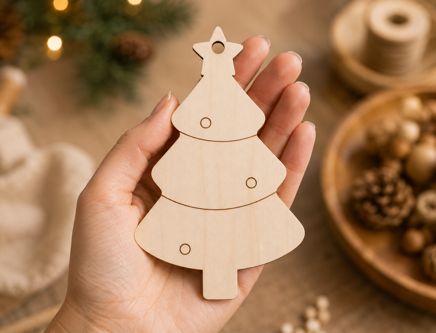Wooden Christmas Tree Ornament Blank - Image 3