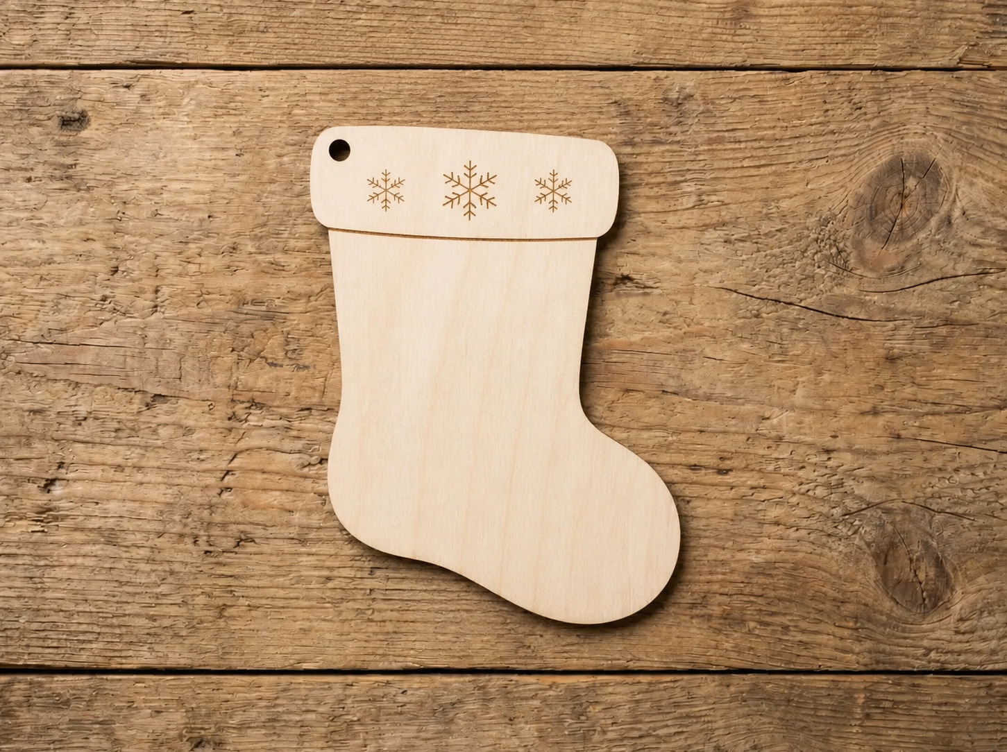 Wooden Christmas Stocking Ornament Blank