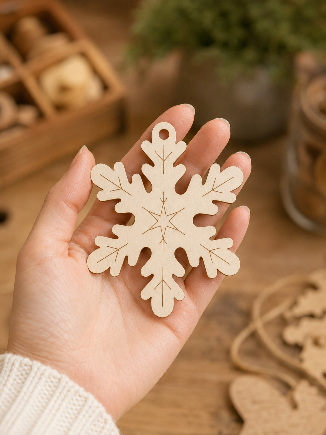 Wooden Snowflake Ornament Blank - Image 3