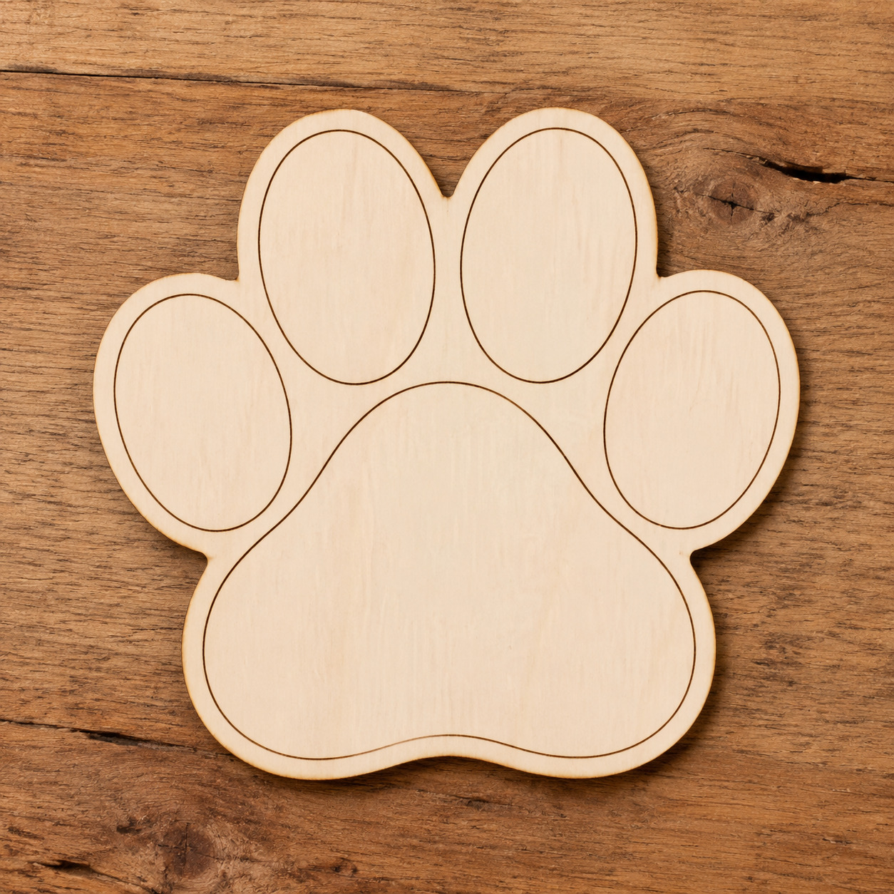 Wooden Paw Print Cutout