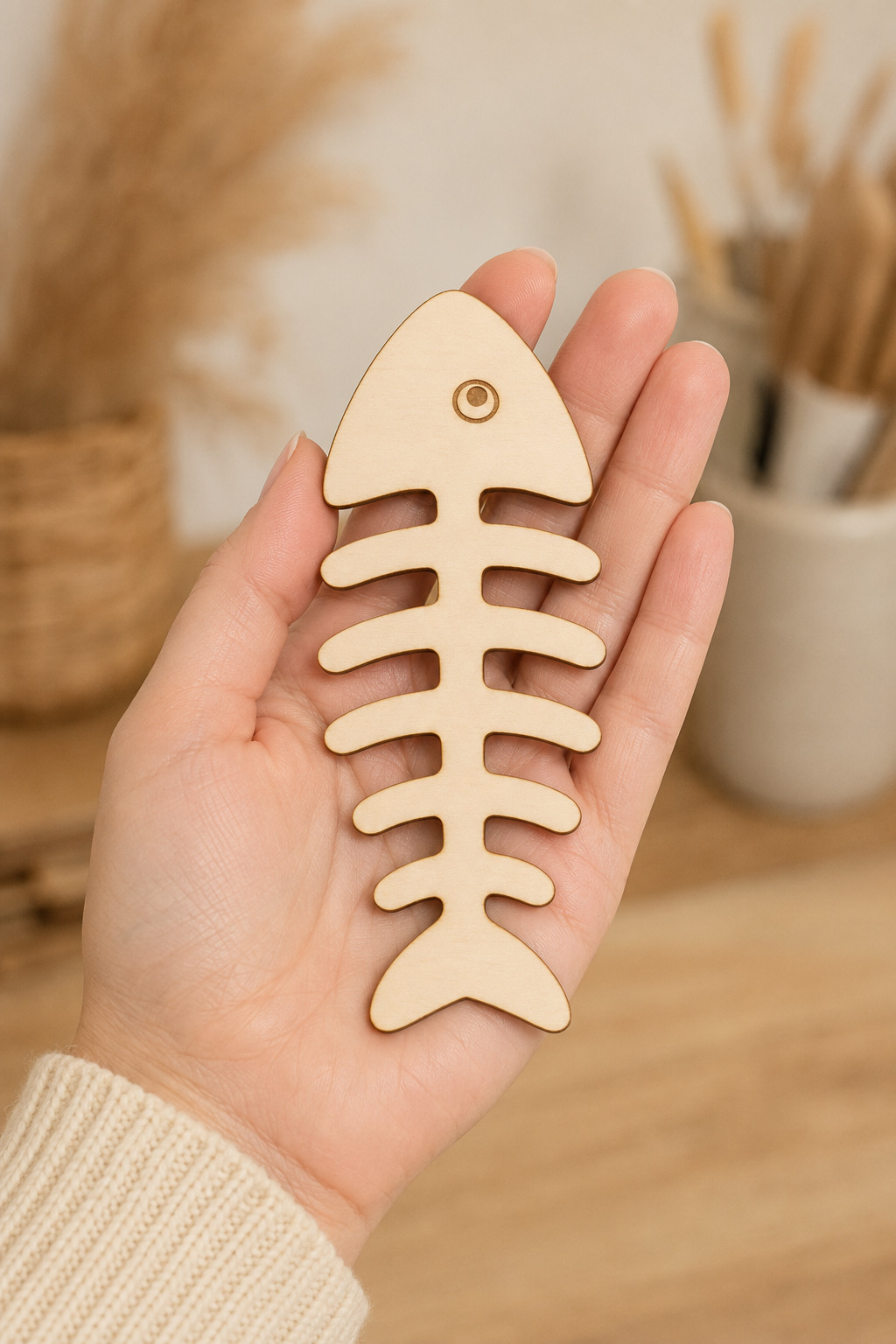 Wooden Fish Bone Cutout - Image 3