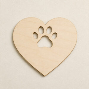 Wooden Paw Heart Cutout