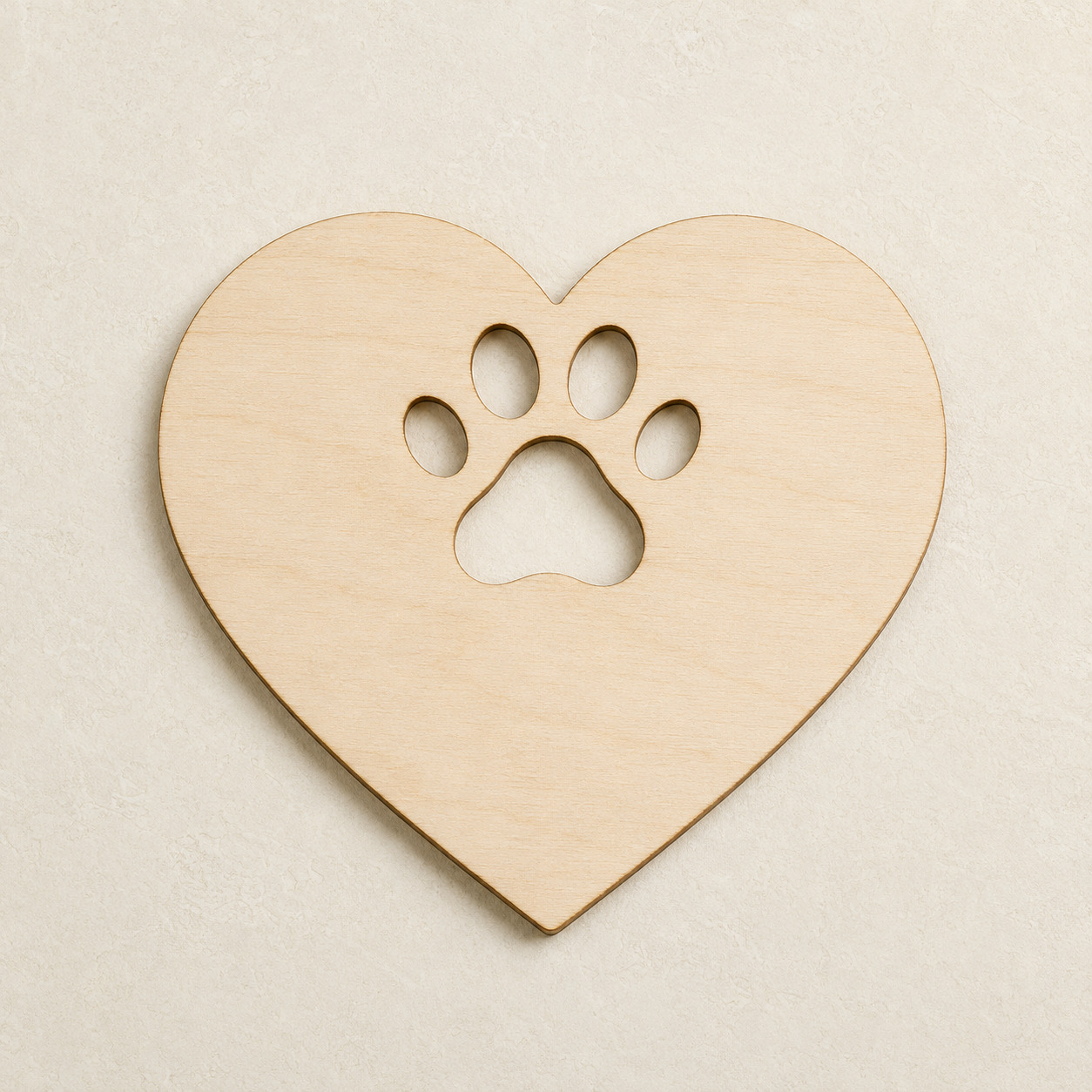 Wooden Paw Heart Cutout