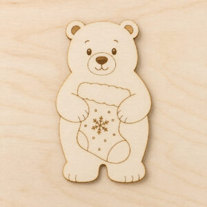Wooden Polar Bear Christmas Cutout