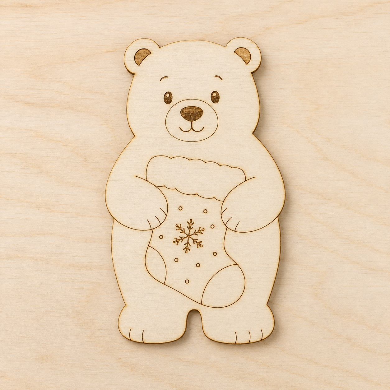 Wooden Polar Bear Christmas Cutout