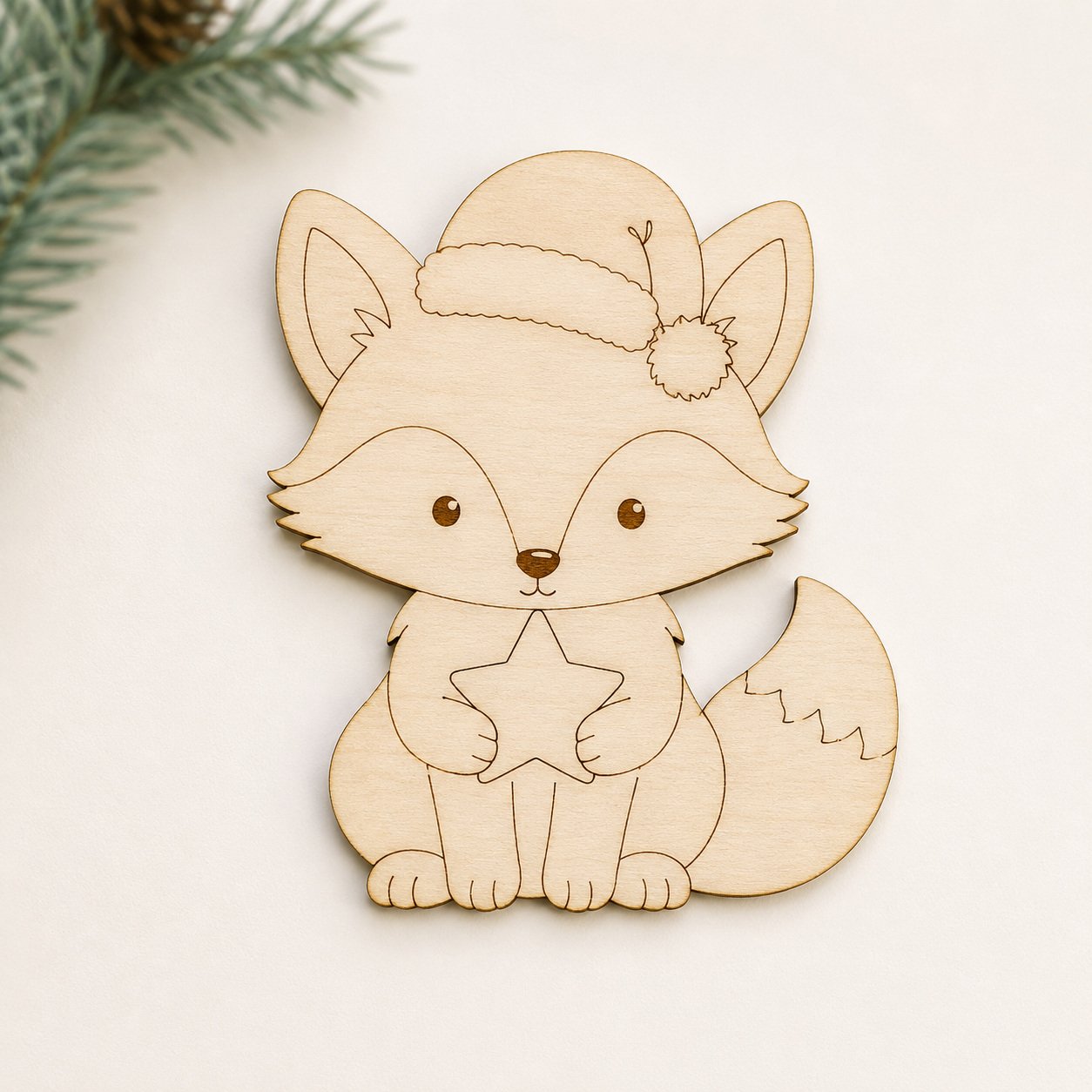 Wooden Christmas Fox Cutout