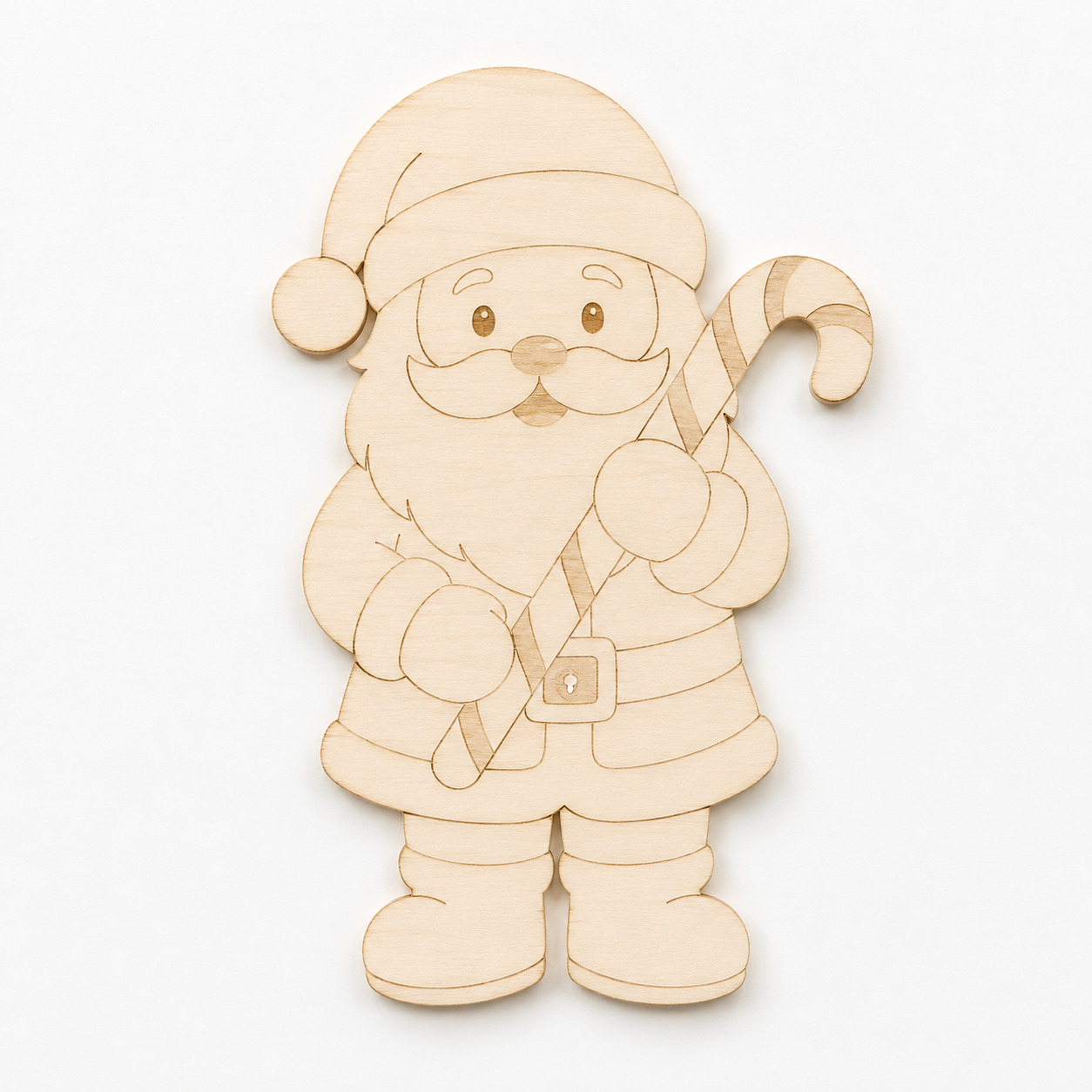 Wooden Santa Candy Cane Cutout