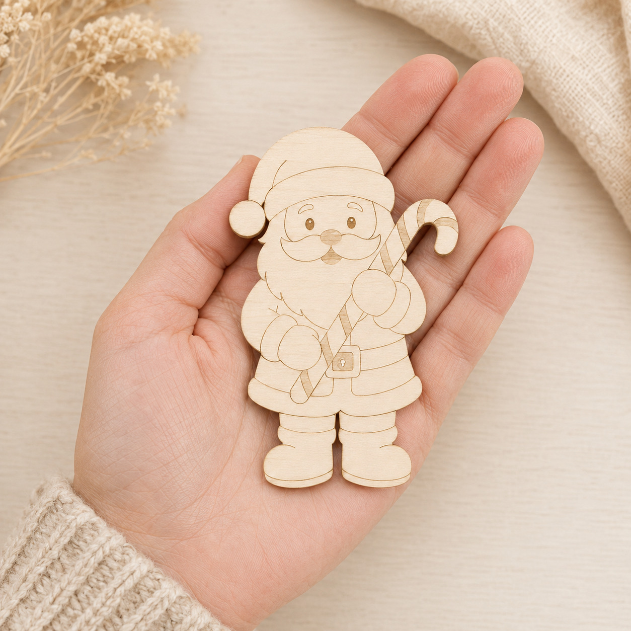 Wooden Santa Candy Cane Cutout - Image 3