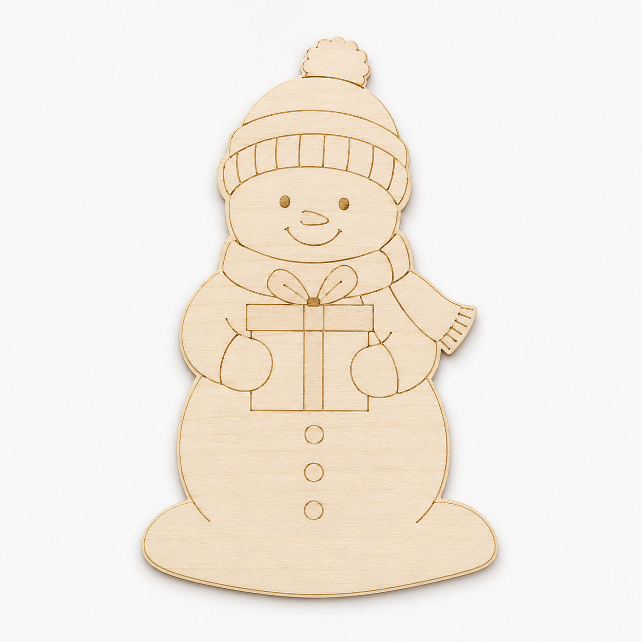 Wooden Snowman Gift Cutout