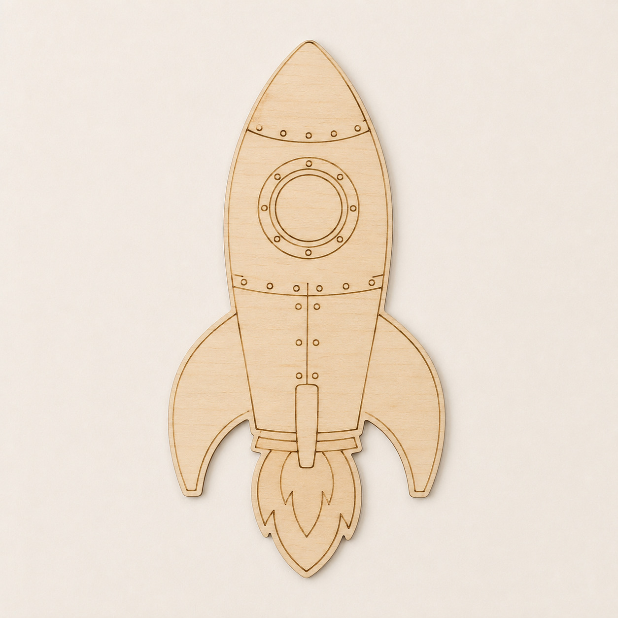 Wooden Retro Rocket Cutout