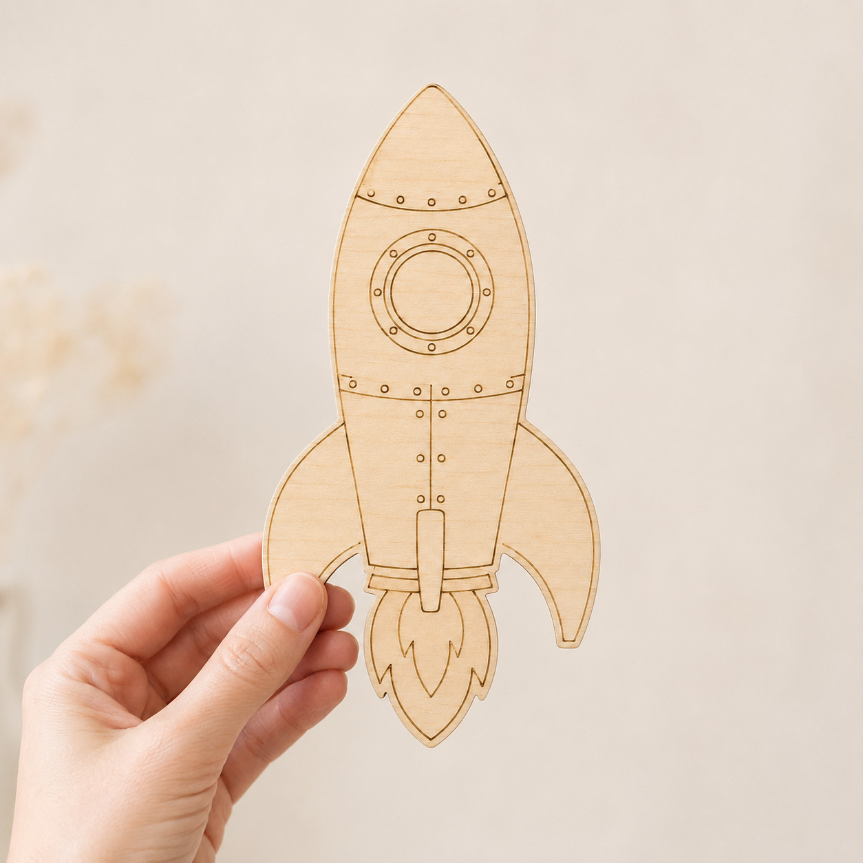 Wooden Retro Rocket Cutout - Image 3