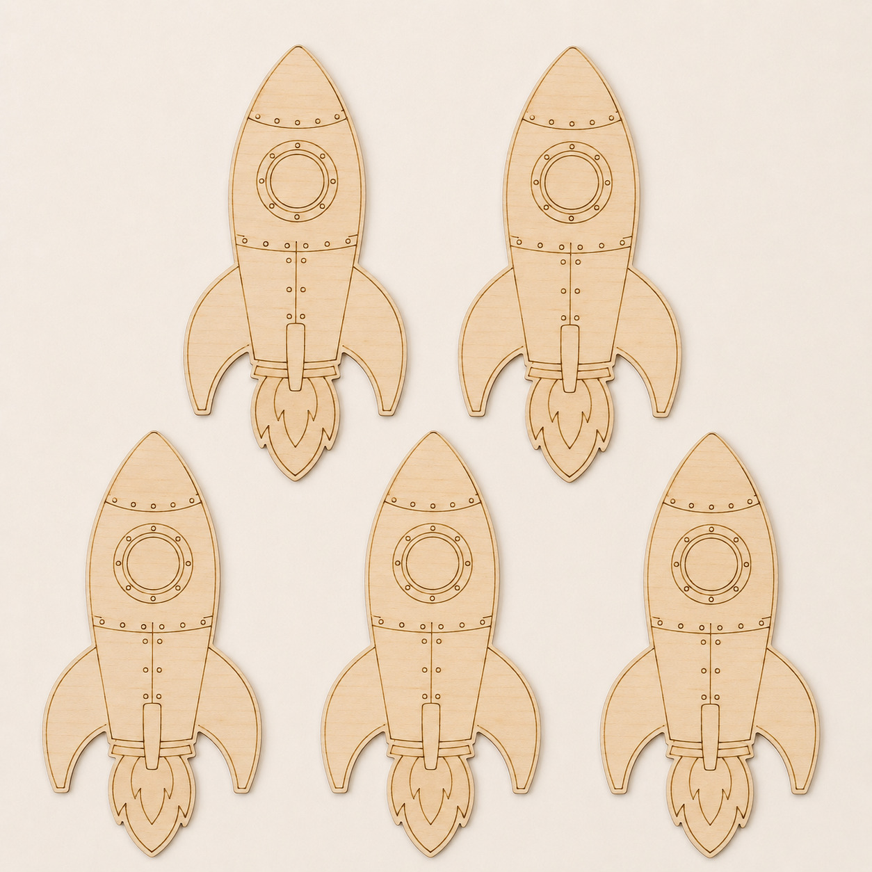 Wooden Retro Rocket Cutout - Image 5