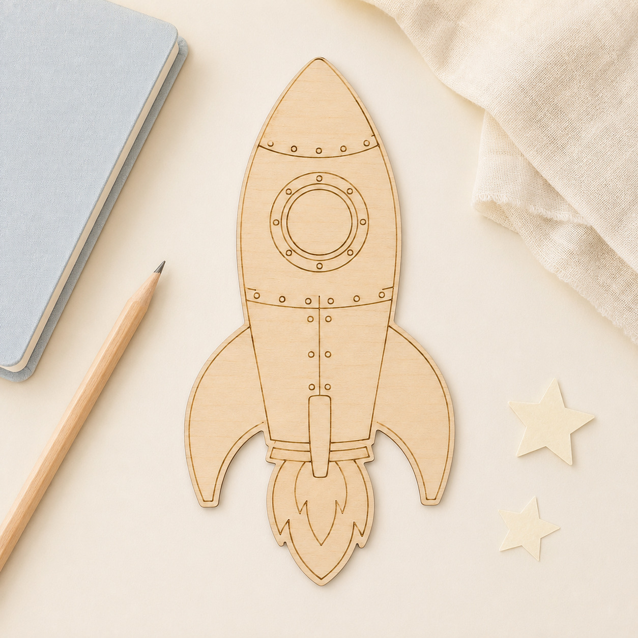 Wooden Retro Rocket Cutout - Image 7